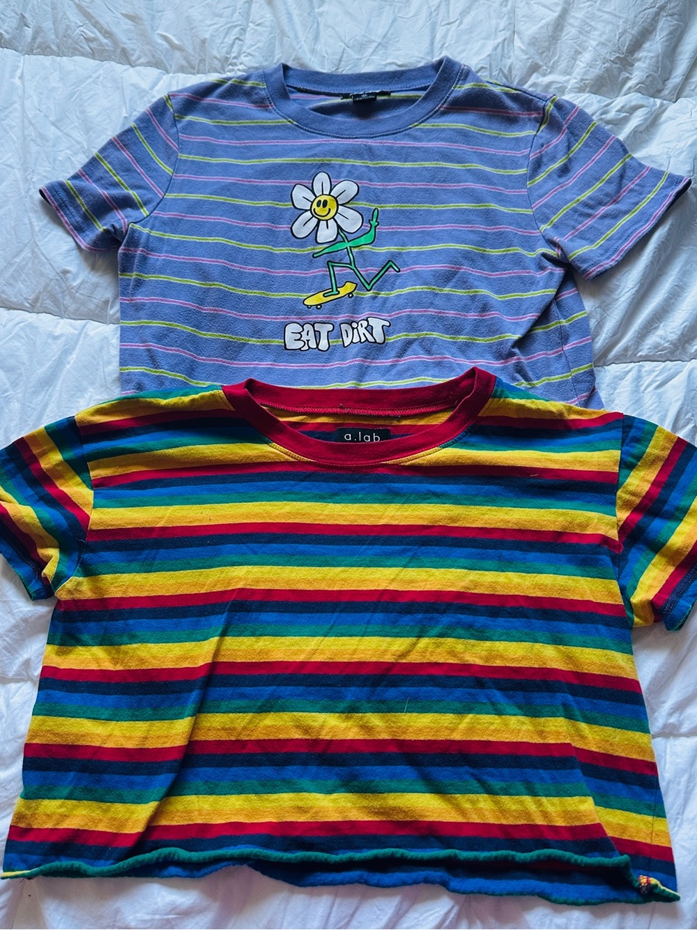 A.Lab Rainbow Stripe Crop Top - Multicolor